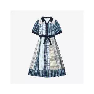 베스띠벨리 25S/S 체크 배색 롱 원피스 BKO2532NAP 626458