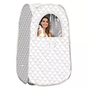 1인사우나 이동식 찜질방 땀증기함 스팀사우나 반신욕 가정용 은백색 홈사우나 훈증기