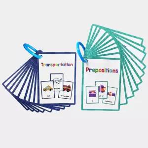 릴리아스 전치사 및 운송 영어 단어 양면 학습 플래시 카드 - 홈스쿨 유치원 ESL 어휘 구축을 위한 20장의