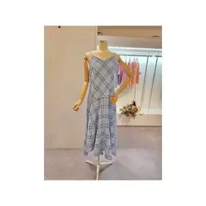 [하프클럽/클리지]  CP4WOP36 체크 끈 롱 원피스