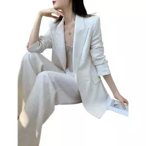 캐주얼 정장 여성 가을 아우터 반팔 더블 여름 자켓 린넨