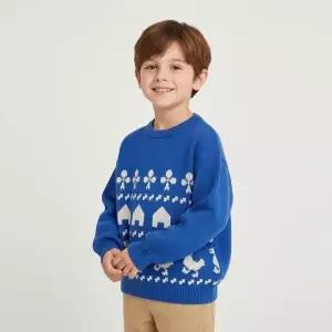 [보보쇼즈] 키즈 팜 애니멀 자카드 니트 블루 151659209