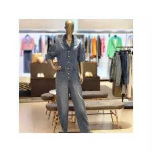 [하프클럽/알렉시스앤]  AEM5NSDA306S 양포켓 카라 반팔 데님 점프수트