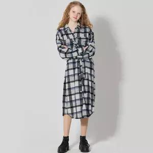 [오조크][오조크(OZOC)] 체크 셔츠 롱 원피스 (택가격 119000원)