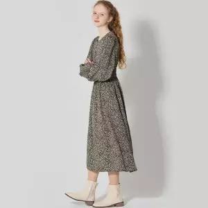 [오조크][오조크(OZOC)] 호피 스모크 원피스 (택가격 85000원)