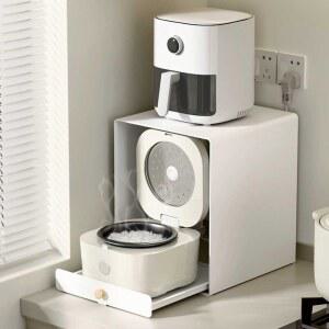 주방 밥솥 레일 전자렌지 슬라이딩 통합 제품 화이트 에어프라이어 선반 수납장 풀아웃