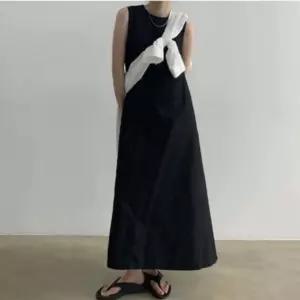 여성 임부복 A라인 포켓 슬리브리스 롱 원피스 조끼