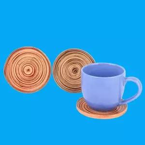 동그란 원형 나무 우드 컵받침 티 코스터 플레이트 디자인컵받침