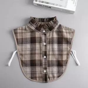 러플넥 넥라인 클래식 체크 패턴 페이크 넥케이프 쉬폰넥케이프 면레이스넥케이프