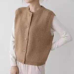 여자 톤온톤버튼 라운드 뉴트럴 니트조끼_3