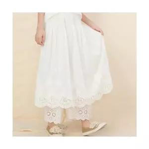 여사친 치마 미디 가을 쉬폰 시폰 펀칭 자수 트리밍 루즈핏 레이스 ST3