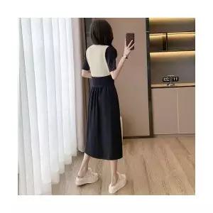 니트 원피스 치마 여자 여름 하객 박시 라운드 반팔 슬림핏 BE1