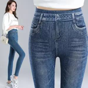청바지 슬림핏 하의 페이크 여자 데님레깅스 워싱 wuw6+6uEN