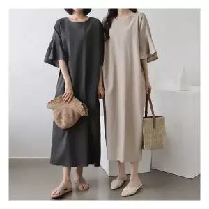 마미누리임부복 소매프릴 롱원피스 린넨 면 빅사이즈 여성의류 177008