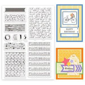 카드 만들기용 텍스처 클리어 스탬프 11 스타일 영어 단어 고무 음악 노트 실리콘 벽 배경 DIY 스크랩북 종이 공예용 우드 그레인 투명