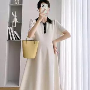 카라넥 포인트 디자인 원피스 반팔 패션 일상 데일리