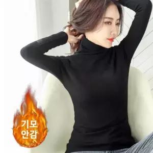 [셀러에이드]여자 겨울 데일리 이너 흰 목 폴라 기모 터틀넥 티