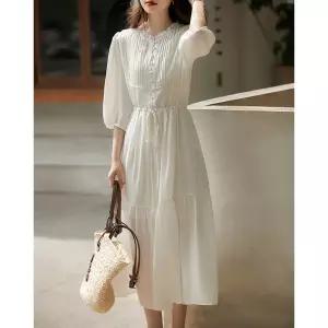 여자원피스 보이는 하늘하늘 원피스 반팔 a라인 봄 날씬해 스커트 라운드 심쿵마켓