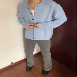 록쉬블몰 남친 니트 빈티지 칼라넥 터틀넥 혼방 바둑판 체크 카디건 HO1