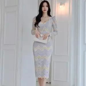 EAMT 원피스 하프 여자 추동 네임 펀칭 레이스 벌룬 힙업 YJ3