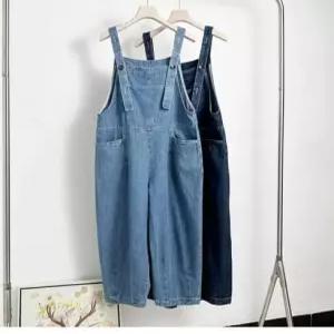 앤트맨 카고 하이웨스트 루즈핏 와이드팬츠 멜빵바지 점프슈트 여친 청 9부 OPH1