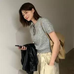 어반디타입 [ 단독] 라운드 크롭 반팔 니트_3color