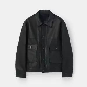 SERIES A LEATHER TRUCKER JACKET SVUDW25501BKX
