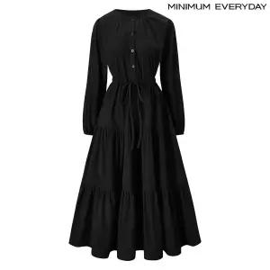 [롯데백화점]미니멈 [미니멈 에브리데이]셔링 캉캉 스트링 라운드 롱 원피스 (EB4OW009D)