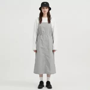 여성 빅포켓 스트링 길이조절 멜빵 바스락 롱원피스 NARU-WDR-21070-그레이