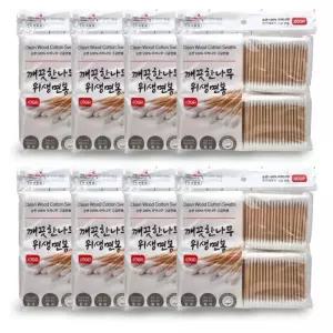 깨끗한나무 위생면봉 400p×8개 3200p 나무스틱 귀세정 대용량 패밀리팩