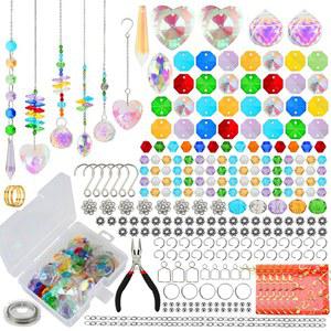어른용 Worgree 460pcs DIY 선캐처 제작 키트 크리스탈 예술 및 공예 용품 세트 컬러풀 비즈 메이커 프리즘 창문 걸이 실내 정원 장식용