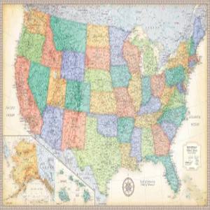 랜드 맥널리 클래식 에디션 미국 월 맵 ？ 라미네이트 롤링