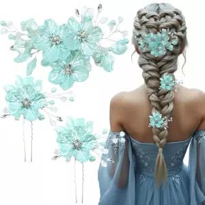 3 PCS 대형 플라워 브라이덜 웨딩 헤어 핀 크리스탈 펄 클립 헤드피스 신부 액세서리 주얼리 라인스톤