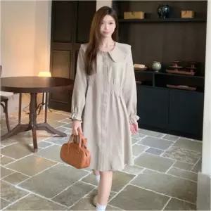 미니 캐주얼 원피스 허리 밴딩 심플한 셔츠 데일리 2color