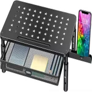 금속 메쉬 서랍이 있는 Zimilar 모니터 스탠드 라이저 컴퓨터 노트북 프린터 수납 공간이 휴대폰 홀더로