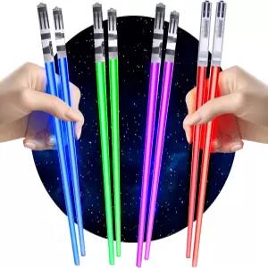 라이트세이버 젓가락 라이트 업 세이버 LED(4쌍 레드 블루 그린 퍼플)