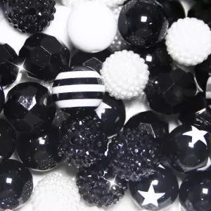 라인스톤 버블검 비즈를 만드는 펜용 20mm 비즈 블랙 화이트 크리스탈 아크릴 원형 청키 반짝이는 큰 펜