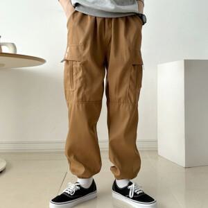 작업 등산 와이드 캠핑 팬츠 남성 통넓은 카고 조커팬츠 전술 면 밴딩