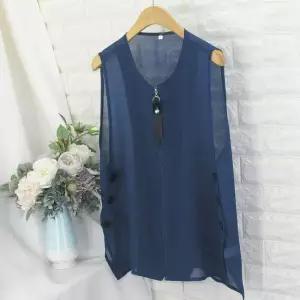 bob_옆버튼 쉬폰조끼 VOT여름조끼 쉬폰조끼 박스조끼 빅사이즈 엄마옷