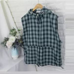 SLG_체크 후드베스트VOT후드조끼 체크조끼 운동조끼 등산조끼 박스핏 후드조끼 남녀공용