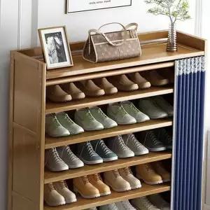 현관 신발장 다용도 좁은 거실 원목 신발장 수납장 커튼 진열대 조립식 보관함 정리대 우산 실내 걸이