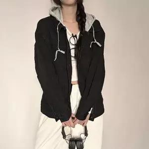 [하프클럽/]믹스컬러 걸스 올데이 넉넉핏 청바지 후디데님자켓