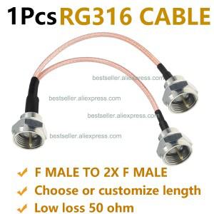 RG316 3방향 Y형 RF 피그테일 스플리터 분배 콤바이너 케이블 1대2 F 남성 커넥터 듀얼 동축 점퍼 안테나