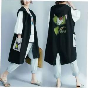 여름조끼 면조끼 롱조 면후드 후드조끼롱