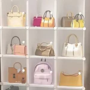 (색상1 4칸A(2열2층))조립식 수납장 핸드백 보관함 가방 정리함 2열2칸 소품