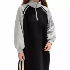 튜뷰 중년엄마 롱원피스 봄 가을 원피스 소매배색