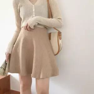 미니스커트 우아한 하이웨스트 단아한 5컬러 플레어