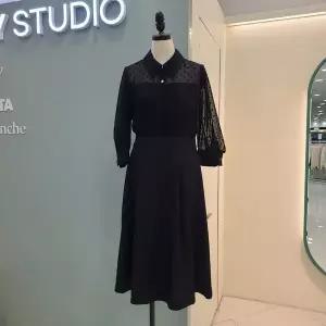 도트 시스루 카라원피스 S261BOP301/블랙_YS