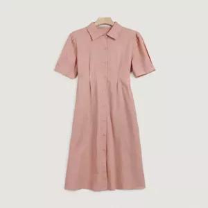 [모어렌][모어렌] [MADE] 로이셀 린넨 핀턱 셔츠 반팔 원피스 [top0442]