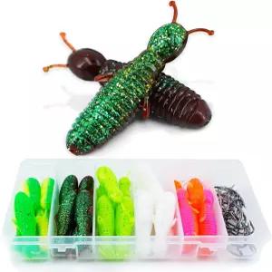 벌 모양의 부드러운 낚시 미끼 키트 - 25개의 실물 같은 미끼와 오프셋 훅 현실적인 액션 향기 베이스